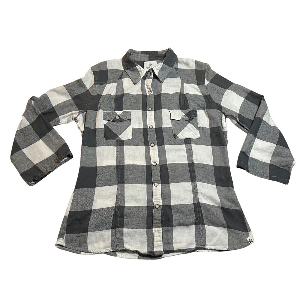 Nollie The Slim Fit Plaid Flannel Pearl Snap Button Up Shirt Size L Western